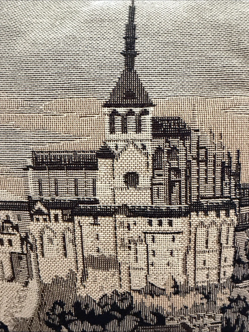 J. Pansu Paris Neutral Colors Tapestry Pillow Cover Mont Saint Michel France